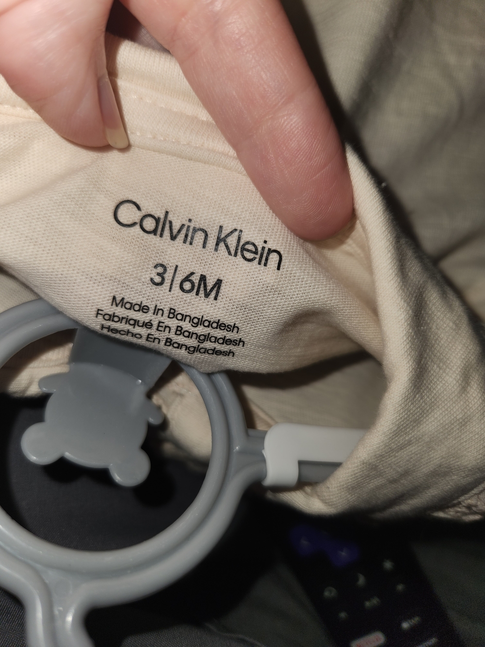 Calvin Klein Cream Baby Bodysuit with Gray Teether Ring - Picture 7 of 8